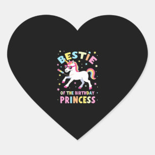 Bestie of the Birthday Princess Girl Dabbing Unico Heart Sticker