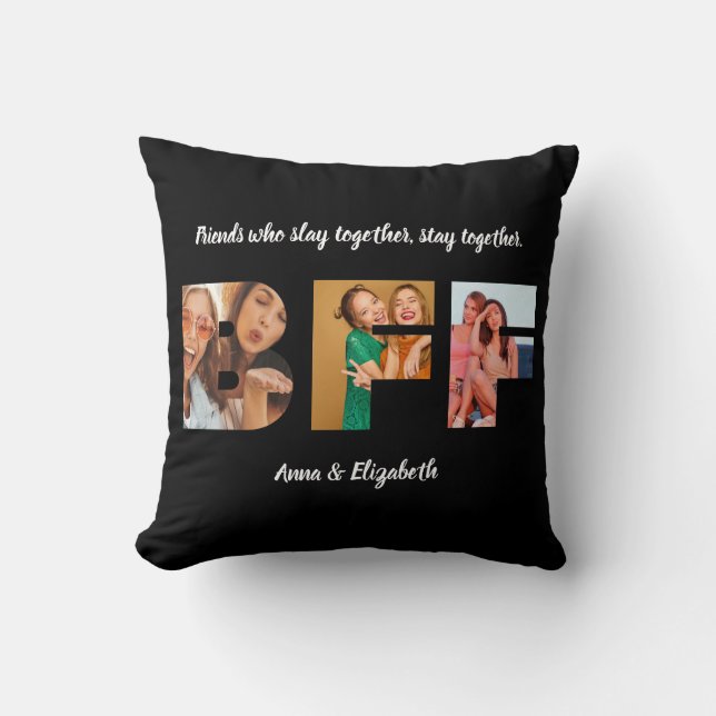 Bestie Photo Collage Best Friend BFF Gift Quote  Cushion (Front)