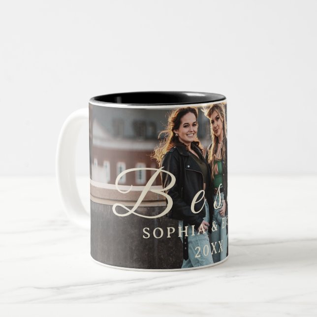 Bestie Photo Collage Mug – Custom Name & Year (Front Left)