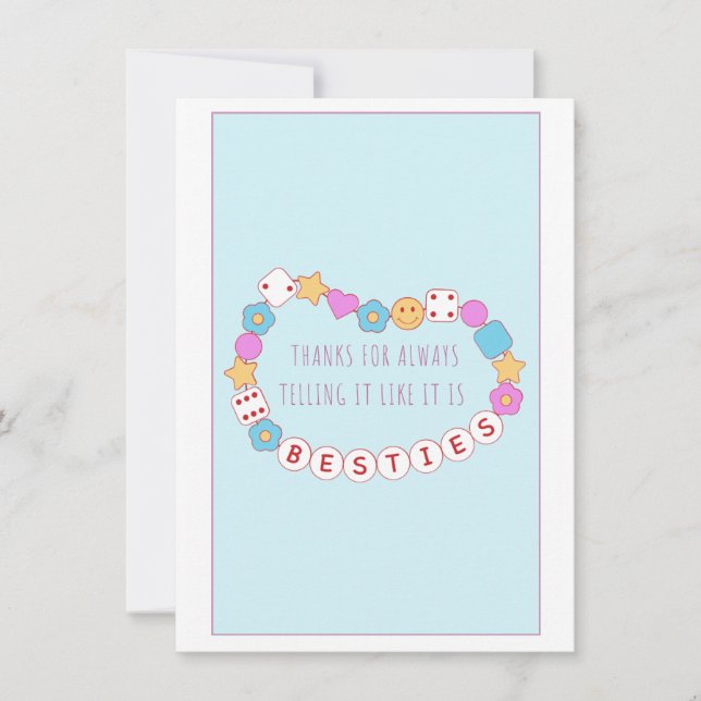 Bestie Quote Cute Pastel Esthetic Galentine Card (Front)