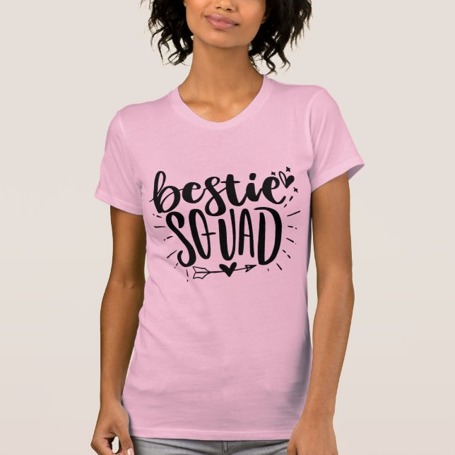 Bestie Squad BFF Best Friendship Lettering T-Shirt (Front)