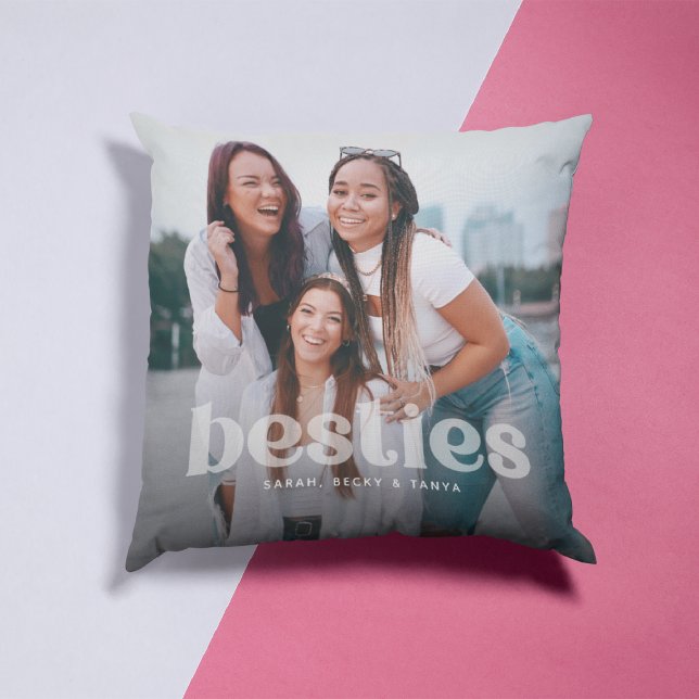 Bestie Trendy Typography 2 Photo Keepsake  Cushion (Creator Uploaded)