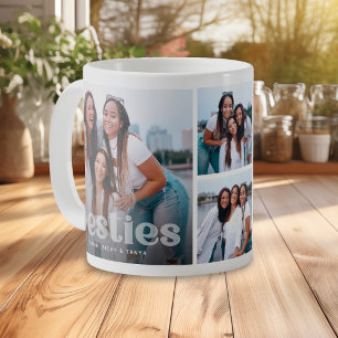 Bestie Trendy Typography 4 Photo Keepsake Coffee Mug