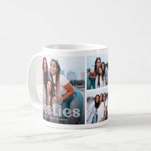 Bestie Trendy Typography 4 Photo Keepsake Coffee Mug