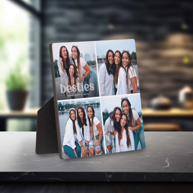 Bestie Trendy Typography 4 Photo Keepsake  Plaque (Creator Uploaded)