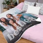 Bestie Trendy Typography Photo Keepsake  Fleece Blanket<br><div class="desc">Celebrate your friendship with your bestie/s with this cute photo keepsake fleece blanket,  featuring "besties" in trendy transparant lettering along the bottom of the top picture with name/s.</div>