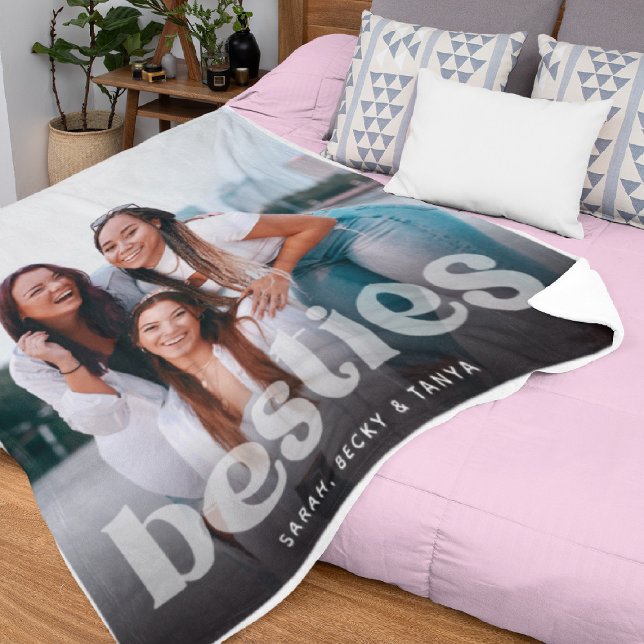 Bestie Trendy Typography Photo Keepsake  Fleece Blanket (Creator Uploaded)