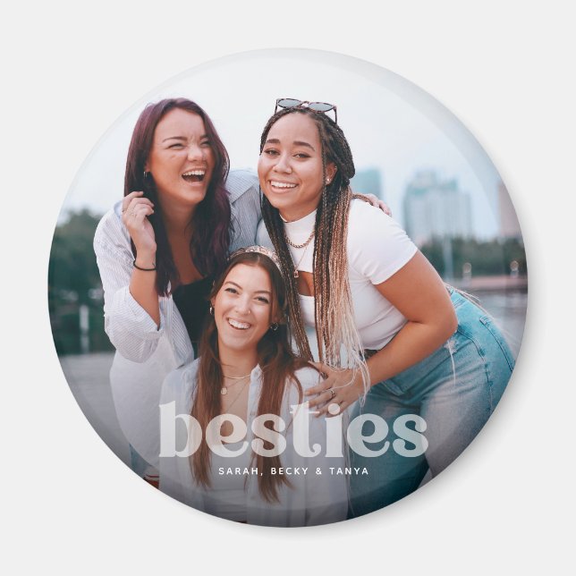 Bestie Trendy Typography Photo Keepsake  Magnet (Front)