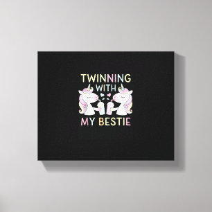 Bestie Twin Sister Unicorn Matching Birthday Party Canvas Print