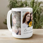 Besties 3-Photo Template Friendship Coffee Mug<br><div class="desc">A thoughtful gift for your best friend, this 3-photo mug design has a photo template with 2 vertical photos and 1 square photo in the centre. The text template displays "Besties" in modern script typography and names to personalise with your names. This mug makes a wonderful keepsake conveying the bonds...</div>
