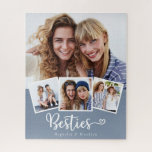 Besties 4 Photo Collage Best Friend's   Jigsaw Puzzle<br><div class="desc">A modern 4 photo Besties design that makes a great gift for your best friend. **PLEASE READ BEFORE ORDERING** 1. If you make changes and the design is cropped or doesn't look right on the screen please use the Live Design Service to help you fix it. 2. Your order goes...</div>