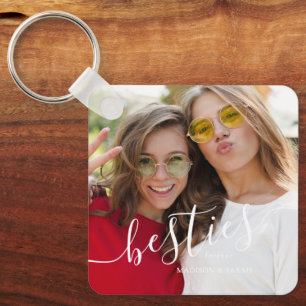 "Besties" Best Friend Personalized Photo Key Ring