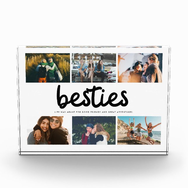 Besties Best Friend Quote Photo Collage Block (Front)