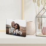 Besties | Best Friend Script Overlay<br><div class="desc">Celebrate your bond with your best friend with this beautiful acrylic photo block featuring your favorite vertical photo with “besties” overlaid in white hand lettered script.</div>