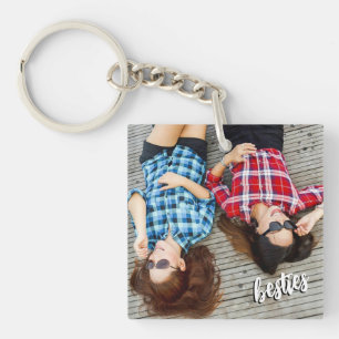Besties Best Friend Script Photo Key Ring