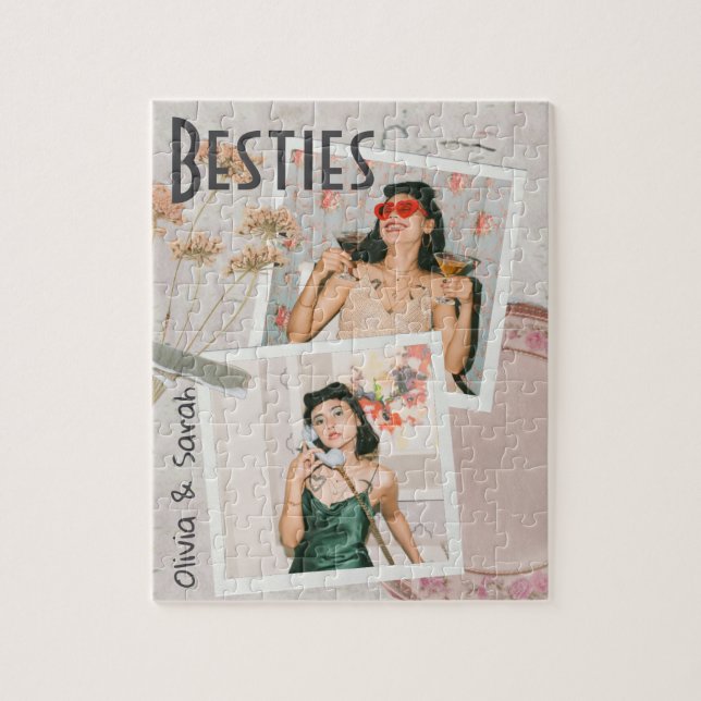 Besties best friends custom names photo  jigsaw puzzle (Vertical)