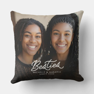 Besties Best Friends Custom Names & Year Two‑Photo Cushion