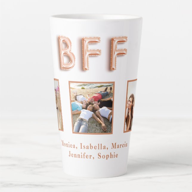 Besties Best friends forever photo names rose gold Latte Mug (Front)