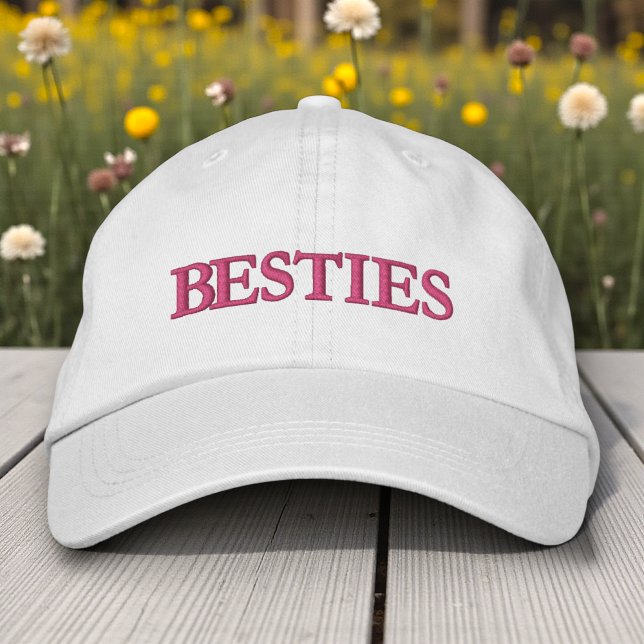 Besties Best Friends Modern Typography Custom Embroidered Hat (Creator Uploaded)