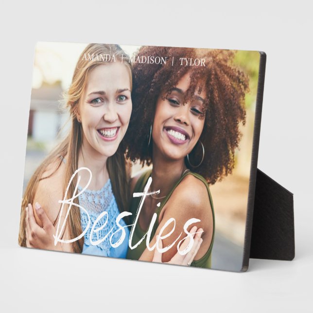 Besties | Best Friends Personalised Names Photo Plaque (Side)