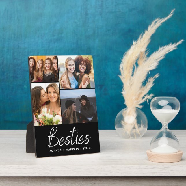 Besties | Best Friends Personalised Names Photo Plaque (Side)