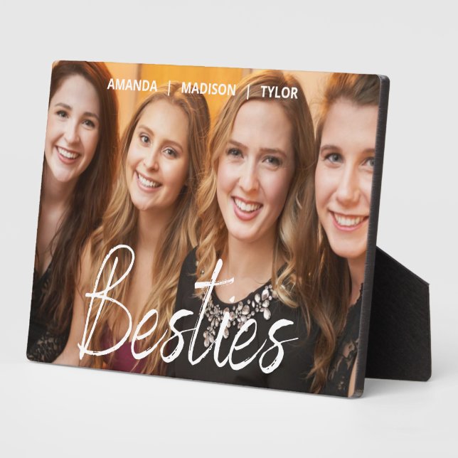 Besties | Best Friends Personalised Names Photo Plaque (Side)