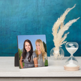 Besties Best Friends Script Overlay Names Photo Plaque