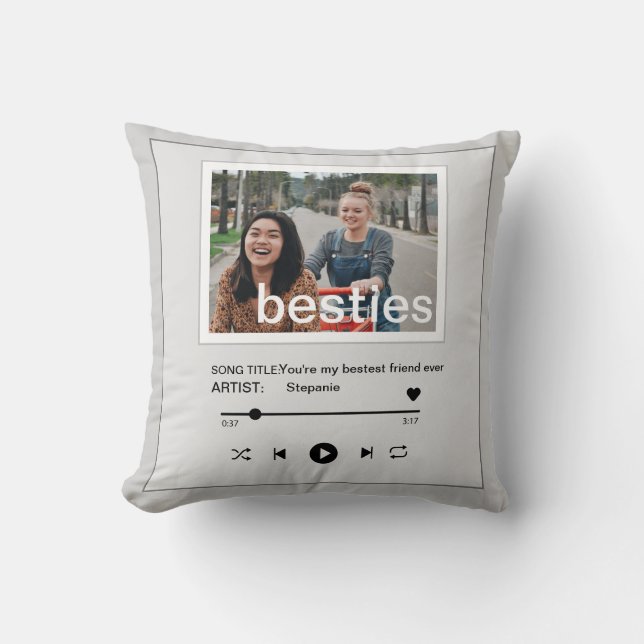 Besties bestfriend music player funny photo cushion (Front)