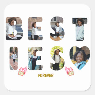 Besties BFF Friends Forever 8 Photo Image  Square Sticker