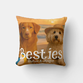 Besties BFF Friends Name Personalized Photo Bone  Cushion