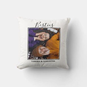 Besties BFF Photo Best Friend Name Black And White Cushion