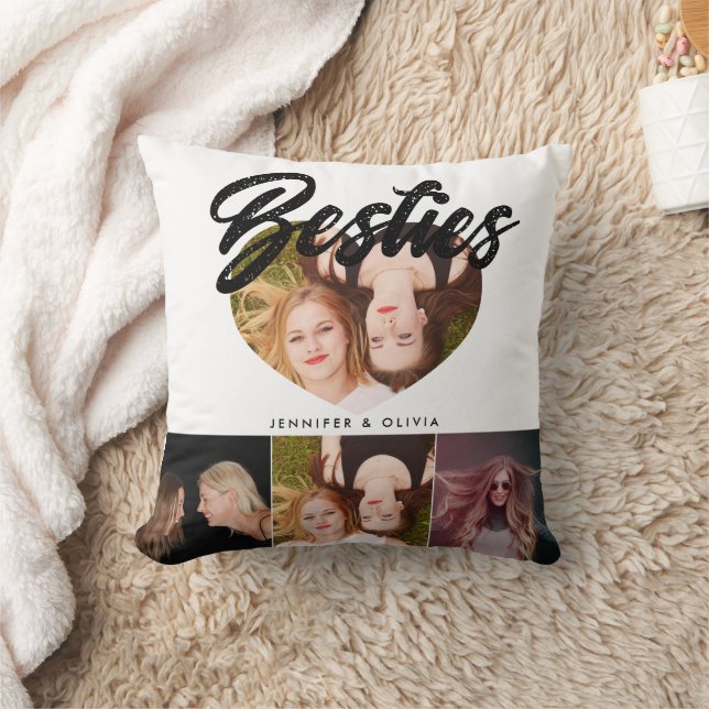 Besties | Black and White | Photo Collage Cushion (Blanket)
