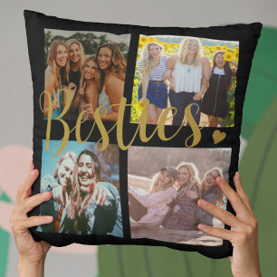 Besties Black Gold Throw Pillow