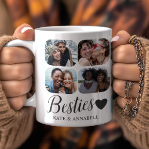 Besties Black & White 14 Photo Collage Coffee Mug