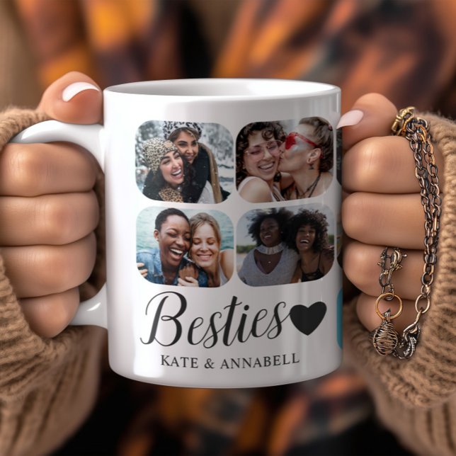 Besties Black & White 14 Photo Collage Coffee Mug (Creator Uploaded)