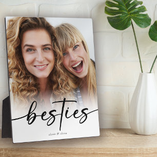 Besties Calligraphy Script Names Photo Plaque