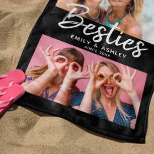 Besties Custom Photo BFF Friends Modern Chic Fun Beach Towel