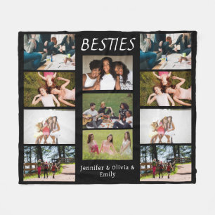Besties Custom Photo Collage & Names  Fleece Blank Blanket