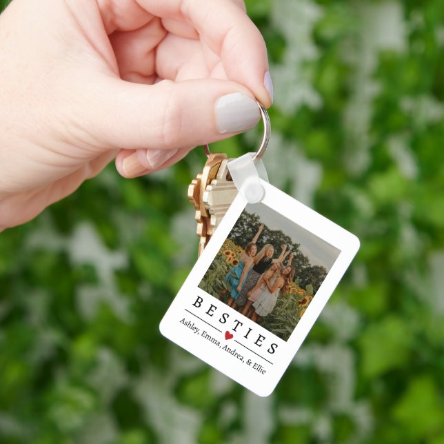 Besties Custom Photo Keychain, Gift for Friends Key Ring (Hand)