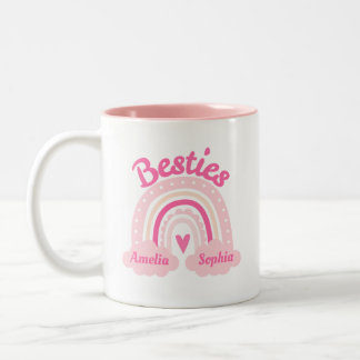 Besties Custom Photo & Name Two-Tone Coffee Mug