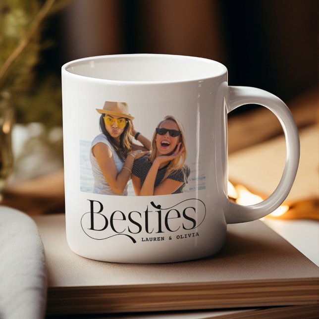 BESTIES' Custom Photo & Names Keepsake Coffee Mug (Creator Uploaded)