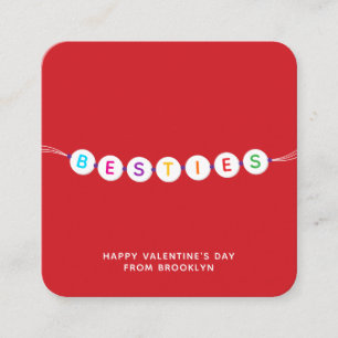 Besties cute friendship bracelet red Valentine's Enclosure Card