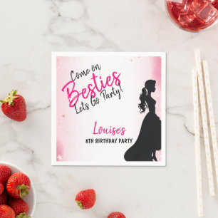 Besties Doll Pink Glitter Party Napkin