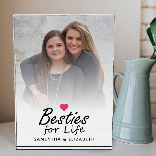 Besties for Life Modern Script Best Friends Photo Block (Creator Uploaded)