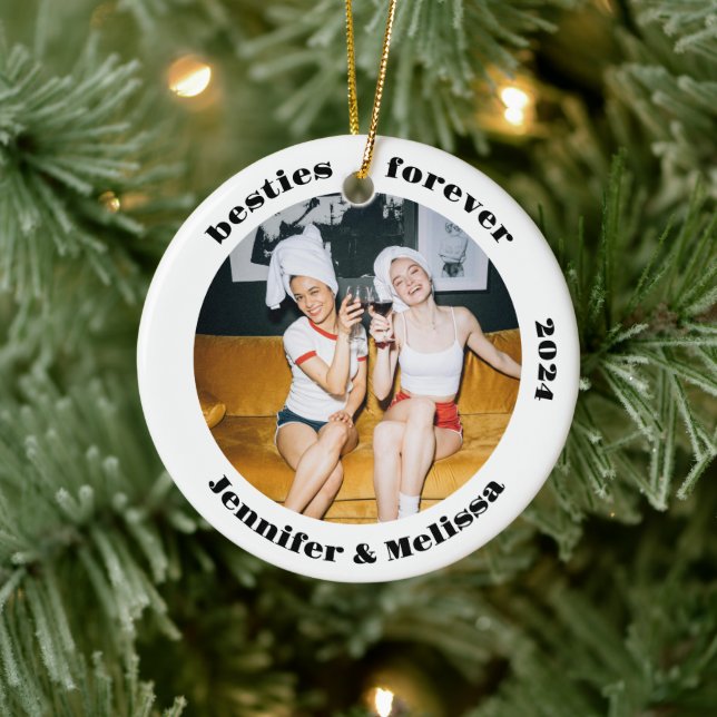 Besties Forever Best Friend Photo Christmas Ceramic Tree Decoration (Tree)