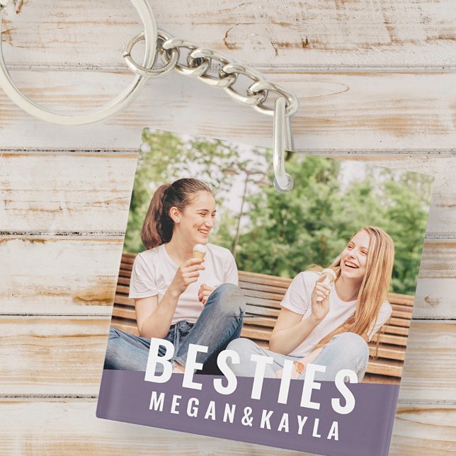 Besties Forever Best Friends BFF Modern Chic Photo Key Ring (Creator Uploaded)