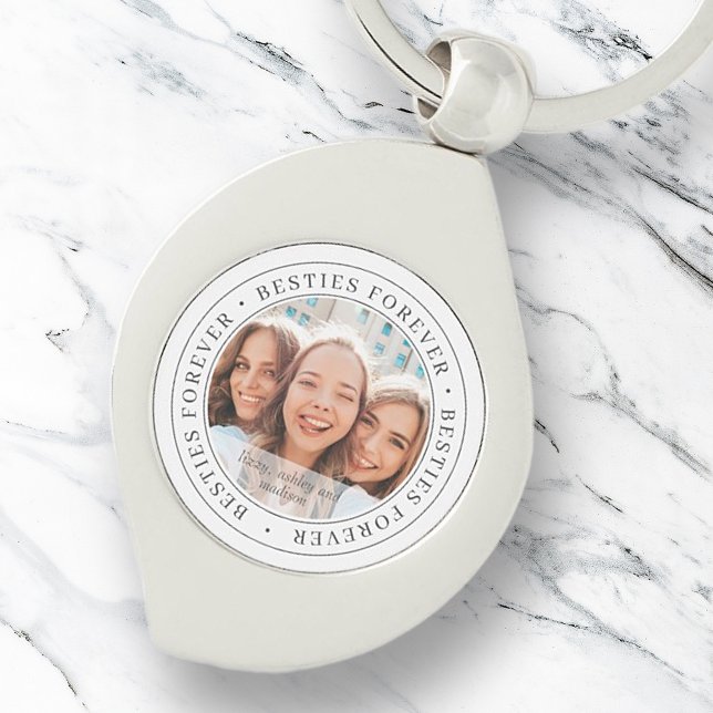 Besties Forever BFF Simple Modern Custom Photo Key Ring (Creator Uploaded)