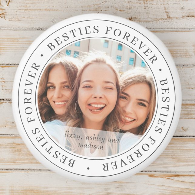 Besties Forever BFF Simple Modern Custom Photo Magnet (Creator Uploaded)