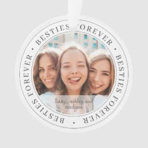 Besties Forever BFF Simple Modern Custom Photo Ornament