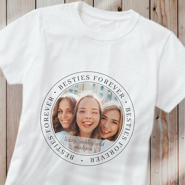 Besties Forever BFF Simple Modern Custom Photo T-Shirt (Creator Uploaded)
